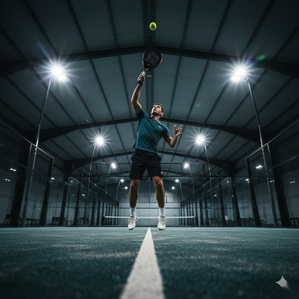 Padel player low angle shot