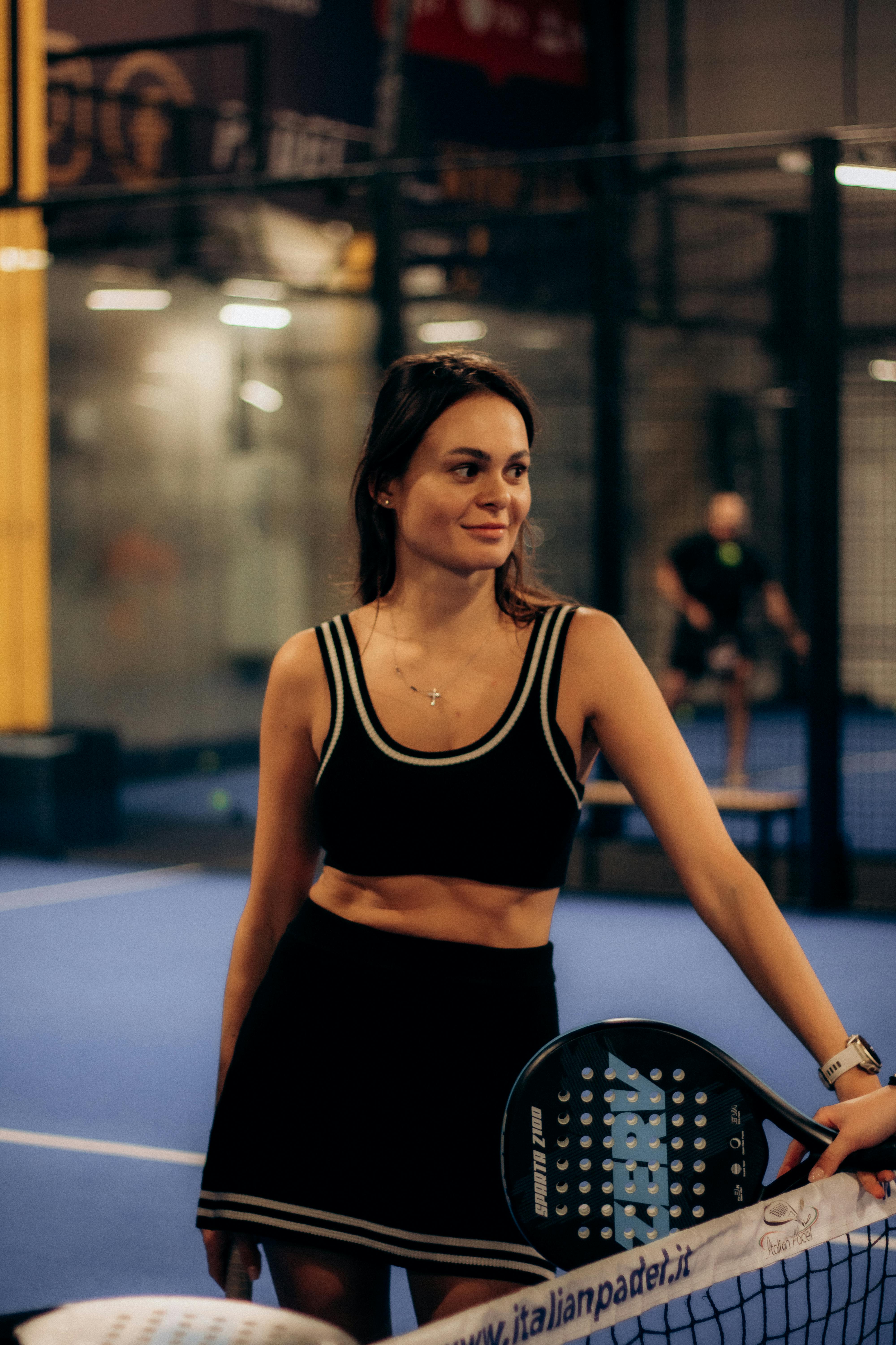 Padel player at the net